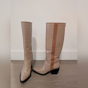 Chloe Vinny Knee High Boots Beige Size 37.5